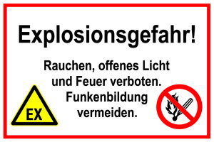 Hinweisschild - Explosionsgefahr! - Folie Selbstklebend - 20 x 30 cm