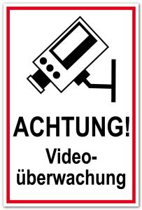 Zutrittsschild - Achtung! Videoüberwachung - Folie Selbstklebend - 20 x 30 cm