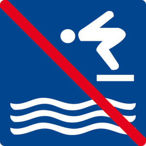 Schwimmbadschild - Springen verboten  - Folie Selbstklebend - 5 x 5 cm