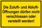 Schild für Gas- und Heizungsanlagen - Zuluft- und Abluft-Öffnungen