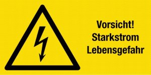 Warnschild - Vorsicht! Starkstrom Lebensgefahr - Kunststoff - 10 x 20 cm