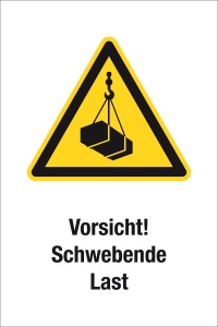 Warnschild - Vorsicht! Schwebende Last - Kunststoff - 20 x 30 cm