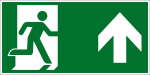 Fluchtwegschild - Rettungsweg geradeaus / rechts oben