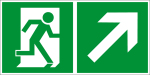 Fluchtwegschild - Rettungsweg rechts aufwärts