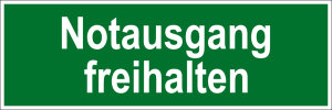 Fluchtwegschild - Notausgang freihalten - Kunststoff - 5 x 15 cm