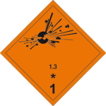 Gefahrgutzeichen - Explosive Stoffe 1.3  