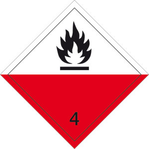 Gefahrgutzeichen - Selbstentzündliche Stoffe - Folie selbstklebend - 5 x 5 cm