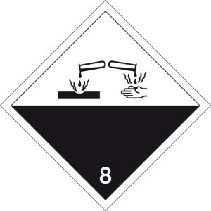 Gefahrgutzeichen - Ätzende Stoffe  - Folie selbstklebend - 5 x 5 cm