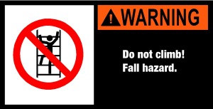 Maschinenschild mit Warnzeichen - Do not climb! Fall hazard. - Aluminium