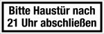 Gastronomie- und Gewerbeschild - ... ustür nach 21 Uhr abschließen 