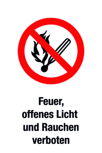 Verbotsschild - Feuer, offenes Licht und Rauchen verboten - Folie Selbstklebend - 20 x 30 cm