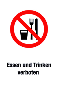 Verbotsschild - Essen und Trinken verboten - Folie Selbstklebend - 20 x 30 cm