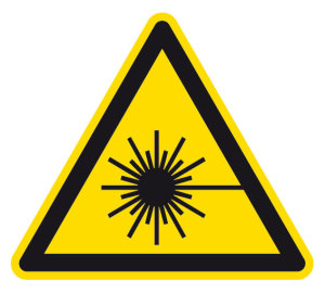 Warnzeichen - Warnung vor Laserstrahl - Folie Selbstklebend  - Schenkellänge 5 cm