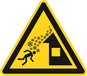 Warnzeichen - Warnung vor Dachlawine - Folie Selbstklebend  - Schenkellänge 5 cm
