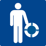 Schwimmbadschild - Rutsche nur mit Rutschring benutzen