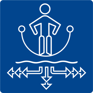 Schwimmbadschild - Direktes Verlassen des Eintauchbereiches - Folie Selbstklebend - 5 x 5 cm