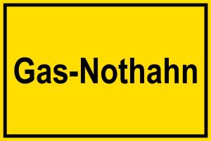 Schild für Gas- und Heizungsanlagen - Gas-Nothahn - Folie Selbstklebend - 20 x 30 cm