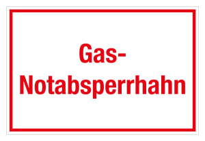 Schild für Gas- und Heizungsanlagen - Gas-Notabsperrhahn  - Folie Selbstklebend - 20 x 30 cm