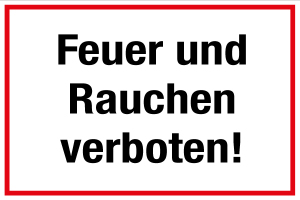 Schild für Gas- und Heizungsanlagen - Feuer und Rauchen verboten!  - Folie Selbstklebend - 20 x 30 cm