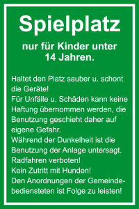 Spielplatzschild - Spielplatz nur für Kinder unter 14 Jahren - Folie Selbstklebend - 20 x 30 cm