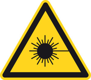 Warnzeichen - Warnung vor Laserstrahl - Kunststoff - Seitenlänge 5 cm
