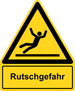 Warnzeichen mit Textfeld - Rutschgefahr - Kunststoff - Seitenlänge 5 cm