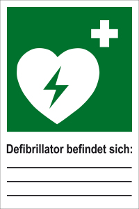 Rettungszeichen - Defibrillator  - Kunststoff - 20 x 30 cm