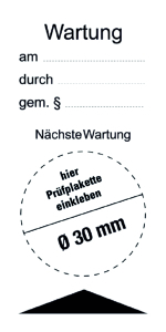 Wartung gem. §/ Nächste Wartung - Folie Selbstklebend - 80 x 40 mm | VE = 10 Stück pro Bogen