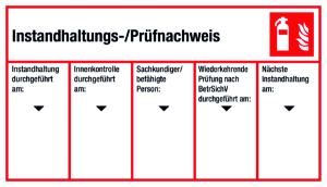 Instandhaltungs- /Prüfnachweis fünfspaltig 